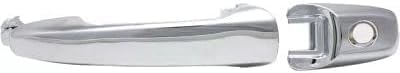 Front Exterior Door Handle + Cover Chrome Plastic with Keyhole Left Driver Side Direct Replacement Compatible with 2007-2010 Ford Edge / 2009-2019 Flex 7T4Z7822404AB-PFM