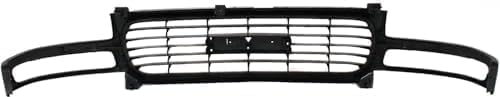 Front Grille Assembly Gray Shell & Black Insert Plastic With Emblem Provision Direct Replacement Compatible With 1999-2002 GMC Sierra / 2000-2006 Yukon GM1200429 19130786