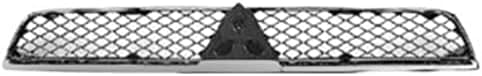 Front Grille Assembly Chrome Shell With Primed Insert Plastic Direct Replacement Compatible With 2008-2015 Mitsubishi Lancer MI1200255 7450A093