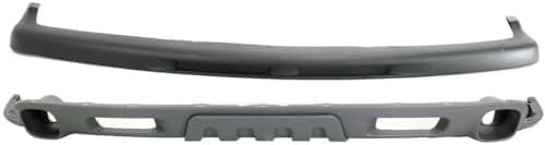 Front Bumper Steel Primed Without Bracket + Upper Cover + Lower Valance Air Deflector Textured Gray + Set Of 3 Bracket Direct Replacement Compatible With 2000-2006 Chevrolet Tahoe
