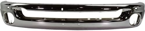 Front Bumper Face Bar Chrome + Upper Cover Textured + Lower Valance + Fog Light Bezels Left & Right Side Direct Replacement Compatible With 2006-2009 Dodge Ram Full Size Pickup