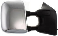 Set Of 2 Front Power Mirror Manual Folding Heated Chrome Plastic Left Driver & Right Passenger Side Direct Replacement Compatible With 2004-2005 Nissan Titan SE NI1321202 NI1320202