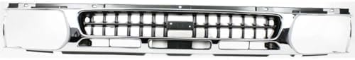 Front Grille Chrome Shell & Painted Dark Argent Insert Plastic Direct Replacement Compatible With 1996-1999 Nissan Pathfinder NI1200176 623100W401