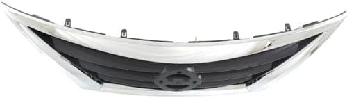 Front Grille Assembly Chrome Shell With Primed Insert Plastic Direct Replacement Compatible With 2015-2019 Nissan Versa NI1200261 623109KM0D 623109KM0A