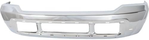 Front Bumper Chrome Steel With Holes For Lower Cover + Upper Valance Textured Direct Replacement Compatible With 1999-2004 Ford F-Series Super Duty/Excursion FO1002375 FO1095176