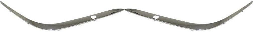 Set Of 2 Front Bumper Outer Cover Molding Chrome Plastic Left Driver & Right Passenger Side Direct Replacement Compatible With 1995-2001 BMW 7-Series BM1047104 BM1046104