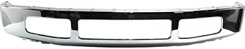 Front Bumper Face Bar Chrome Steel With Molding Pad Holes Direct Replacement Compatible With 2008-2010 Ford F-250/350 Super Duty FO1002406 8C3Z17757B