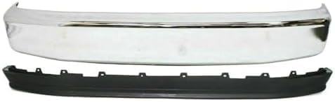 Front Bumper Face Bar Chrome + Lower Valance Panel Textured Direct Replacement Compatible With 1992-1997 Ford F-Series FO1002236 FO1095154 F2TZ17757A F2TZ17626A