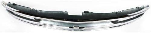 Front Grille Assembly Chrome Shell & Painted Gray Insert With Dual Headlight Holes Direct Replacement Compatible With 1996-2002 Chevrolet Express 1500 2500 3500 GM1200382 15037242