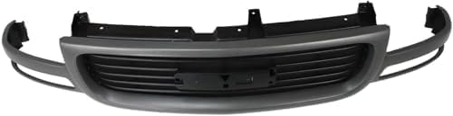 Front Grille Assembly Gray Shell & Black Insert Plastic With Emblem Provision Direct Replacement Compatible With 1999-2002 GMC Sierra / 2000-2006 Yukon GM1200429 19130786