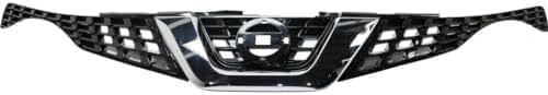 Front Grille Primed Shell And Insert With Chrome Molding Direct Replacement Compatible With 2015-2017 Nissan Juke NI1200275 620703YM0B