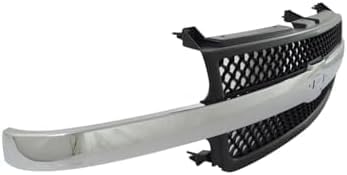 Front Grille Black Mesh With Chrome Center Bar Direct Replacement Compatible With 2001-2002 Chevrolet Silverado 2500HD / 3500 GM1200523 15088290