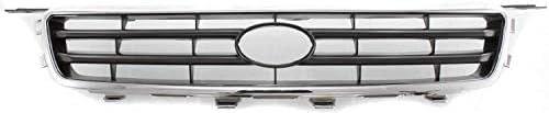 Front Grille Assembly Chrome Shell with Painted Silver Black Insert Plastic Direct Replacement Compatible With 2000-2001 Toyota Camry TO1200225 53111AA020
