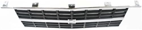 Front Grille Assembly Chrome Shell And Painted Gray Insert Plastic Direct Replacement Compatible With 1992-1996 Chevrolet G-Series Van GM1200241