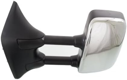 Set Of 2 Front Power Mirror Manual Folding Heated Chrome Plastic Left Driver & Right Passenger Side Direct Replacement Compatible With 2004-2005 Nissan Titan SE NI1321202 NI1320202