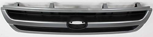 Front Grille Assembly Painted Silver Shell With Black Insert Plastic Direct Replacement Compatible With 1997-2000 Toyota Tacoma TO1200204 5310004060