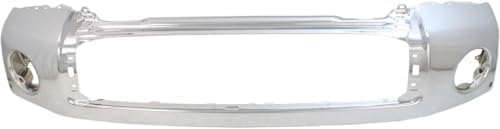 Front Bumper Face Bar Chrome Steel + Upper Cover + Lower Valance Panel + Fog Lamp Covers Left Driver & Right Passenger Side Direct Replacement Compatible With 2007-2009 Toyota Tundra
