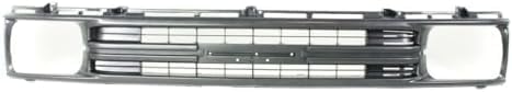 Front Grille Assembly Painted Silver Shell And Insert Plastic Direct Replacement Compatible With 1989-1991 Toyota Pickup TO1200137 5311189135