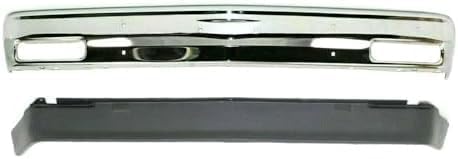 Front Bumper Chrome Steel Without Molding Holes + Lower Valance Air Deflector Primed Direct Replacement Compatible With 1983-1990 Chevrolet S10 Blazer / 1982-1990 Pickup GM1002365