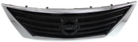 Front Grille Assembly Textured Gray Shell And Insert With Chrome Trim Direct Replacement Compatible With 2012-2014 Nissan Versa NI1200247 623103BA5A