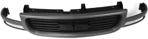 Front Grille Assembly Gray Shell & Black Insert Plastic With Emblem Provision Direct Replacement Compatible With 1999-2002 GMC Sierra / 2000-2006 Yukon GM1200429 19130786