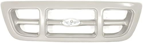 Front Header Panel Thermoplastic And Fiberglass + Grille Textured Gray Shell And Insert Direct Replacement Compatible With 1998-2000 Ford Ranger FO1200343 FO1220215 F87Z8200JA