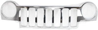 Front Grille Bright Chrome Plastic Direct Replacement Compatible With 2002-2004 Jeep Liberty 55156608AB-PFM