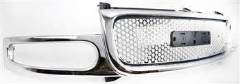 Front Grille Shell And Insert Chrome Direct Replacement Compatible With 2001-2006 GMC Yukon GM1200510 19130789