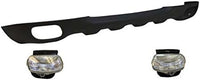 Front Bumper Lower Valance Panel Textured + Fog Light Assembly Left Driver & Right Passenger Side Direct Replacement Compatible With 1998-2000 Ford Ranger FO1095172 FO2592198