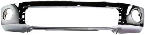 Front Bumper Face Bar Chrome Steel Without Park Assist Sensor Holes + Lower Valance Panel Textured Direct Replacement Compatible With 2007-2009 Toyota Tundra TO1002182 TO1095199