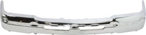 Bumper Chrome Steel + Grille Primed + Upper Cover + Lower Valance Textured with Fog Lights Holes Direct Replacement For Chevrolet Silverado 1500 / Avalanche 2003-2006