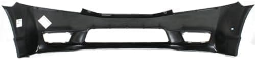 Front Bumper Cover + Grille Primed Shell and Insert Plastic Direct Replacement Compatible With 2009-2011 Honda Civic HO1000266 HO1200198 04711SNAA90ZZ 71121SNAA50