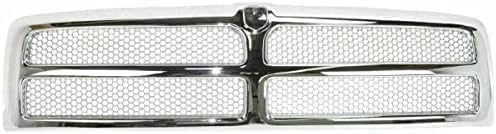 Front Bumper + Grille Chrome Shell + Upper & Lower Cover + Valance Textured + Fog Lamp Moldings Left & Right Side Direct Replacement For 1994-2002 Dodge Ram 1500 2500 3500 CH1002256