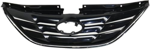 Front Grille Primed Shell And Insert With Chrome Molding Direct Replacement Compatible With 2011-2013 Hyundai Sonata HY1200162 863503S000-PFM