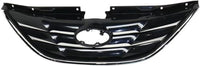 Front Grille Primed Shell And Insert With Chrome Molding Direct Replacement Compatible With 2011-2013 Hyundai Sonata HY1200162 863503S000-PFM