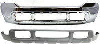 Front Bumper Chrome Steel With Holes For Lower Cover + Upper Valance Textured Direct Replacement Compatible With 1999-2004 Ford F-Series Super Duty/Excursion FO1002375 FO1095176