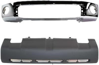 Front Bumper Face Bar Chrome Steel Without Park Assist Sensor Holes + Lower Valance Panel Textured Direct Replacement Compatible With 2007-2009 Toyota Tundra TO1002182 TO1095199