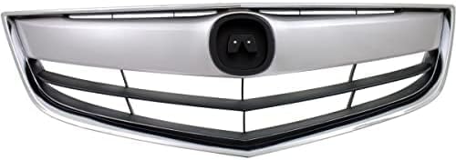 Front Grille Chrome Shell With Primed Insert Plastic Direct Replacement Compatible With 2013-2015 Acura ILX AC1200117 71121TX6A11-PFM