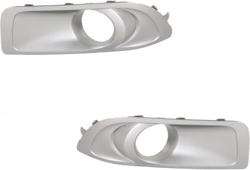 Set Of 2 Front Fog Light Trim Primed Plastic Left Driver & Right Passenger Side Direct Replacement Compatible With 2010-2012 Subaru Outback SU1038101 SU1039101 57731AJ42A 57731AJ43A
