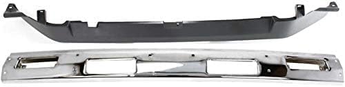 Front Bumper Chrome Steel With Top Pad Holes + Lower Valance Panel Primed Direct Replacement Compatible With 1986-1992 Nissan D21 / 1987-1992 Pathfinder NI1002107 NI1095102 6202209G25