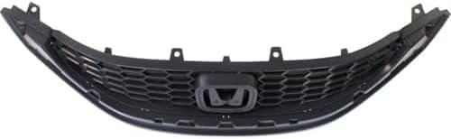 Front Grille Textured Shell And Insert Plastic Direct Replacement Compatible With 2013-2015 Honda Civic HO1200216 71121TR3A01