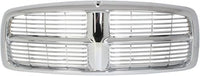 Front Grille Chrome Shell And Horizontal Bar Insert Plastic Direct Replacement Compatible With 2002-2005 Dodge Full Size Pickup D070120