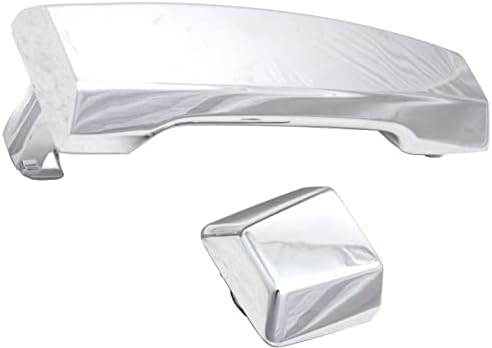Front Exterior Door Handle + Cap Chrome Plastic Without Keyhole Right Passenger Side Direct Replacement Compatible with 2004-2018 Nissan Titan FDH010268 80646ZC00A