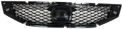 Front Grille Insert Primed With Chrome Molding Plastic Direct Replacement Compatible With 2008-2010 Honda Accord HO1200192 HO1210123 71121TE0A01 71122TE0A01
