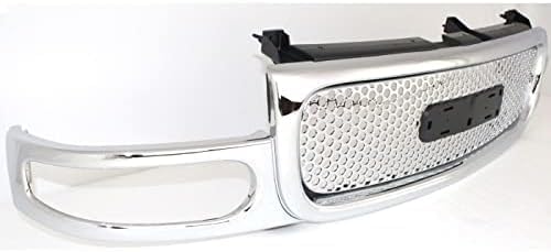 Front Grille Shell And Insert Chrome Direct Replacement Compatible With 2001-2006 GMC Yukon GM1200510 19130789