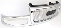 Front Grille Shell And Insert Chrome Direct Replacement Compatible With 2001-2006 GMC Yukon GM1200510 19130789
