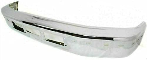 Front Bumper Chrome Steel With Air And Molding Hole Direct Replacement Compatible With 1992-1997 Ford F-Series FO1002254 F3TZ17757AB