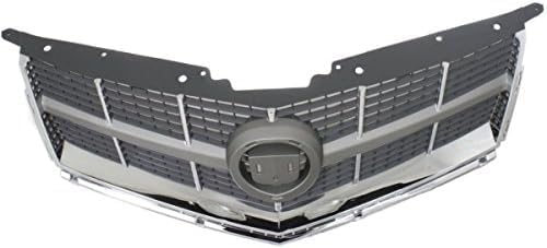 Front Grille Assembly Plastic Gray Shell and Insert Direct Replacement Compatible With 2010-2012 Cadillac SRX GM1200629 25778321