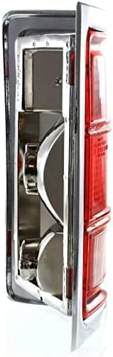 Set OF 2 Tail Light Lens And Housing With Chrome Trim Right Passenger & Left Driver Side Direct Replacement Compatible With 1988-1993 Dodge Full Size Pickup CH2808103 CH2809103