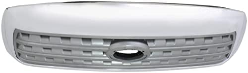 Front Grille Assembly Chrome Shell With Silver Insert Plastic Direct Replacement Compatible With 2008-2017 Toyota Sequoia TO1200329 531000C190